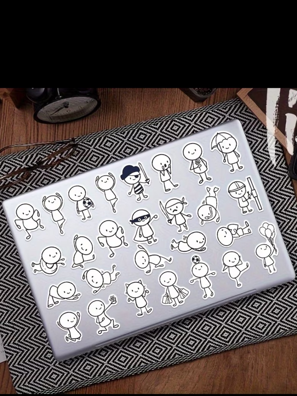 66pc Cute Stick Figure Stickers Black & White Cartoon Doodle Pack NEW - Picture 8 of 11